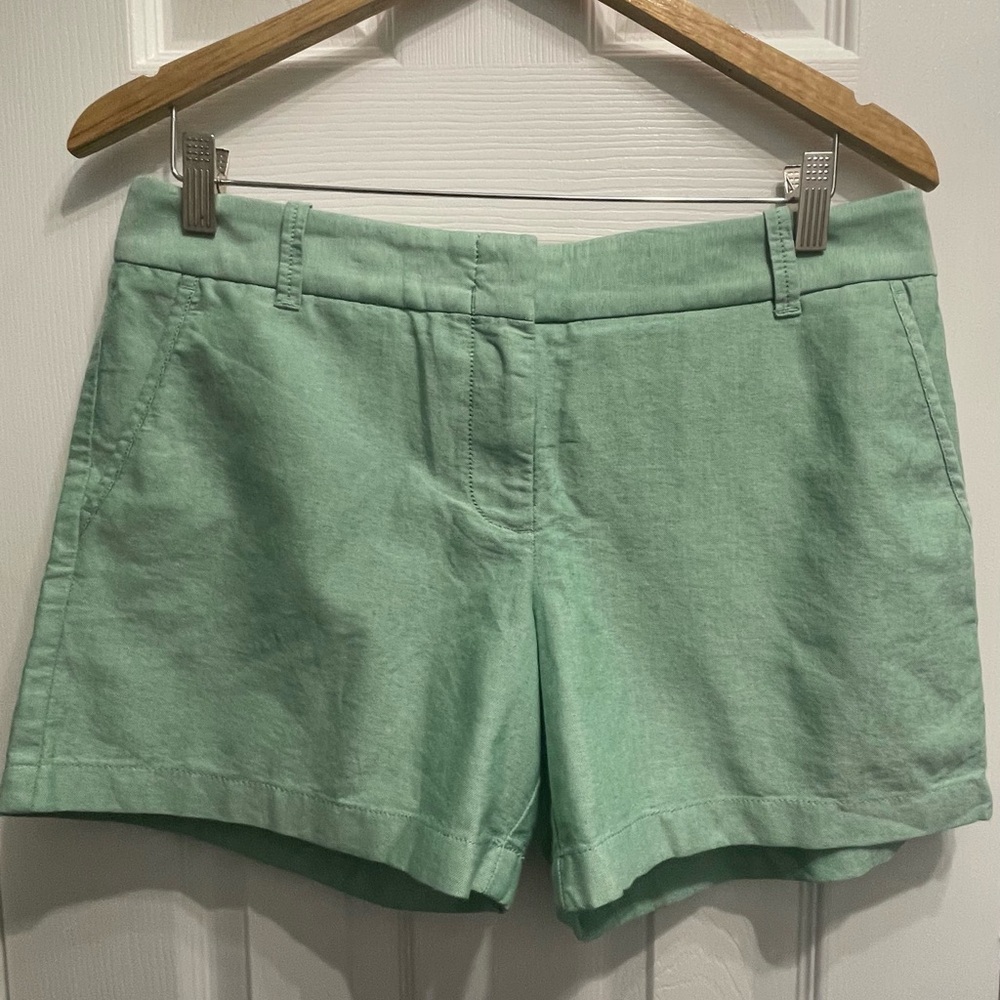 NWT J Crew Shorts Women's Size 10 Powdered Oxford City Fit Mint Green Pockets